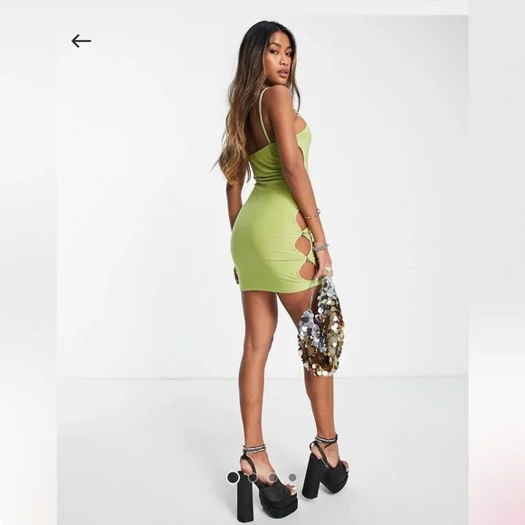 Dresses | Missy Empire Slinky Cut Embellishment Detail Mini Dress In Olive  | Poshmark